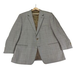 REDA Wool Blazer Jacket‎ Heimies Haberdashery Mens 48R Brown Plaid Sport Coat